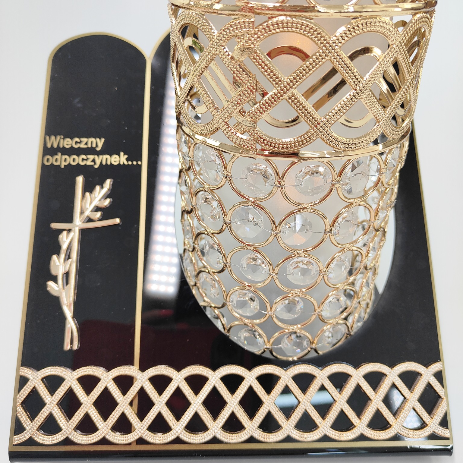 Znicz solarny witraż złoty