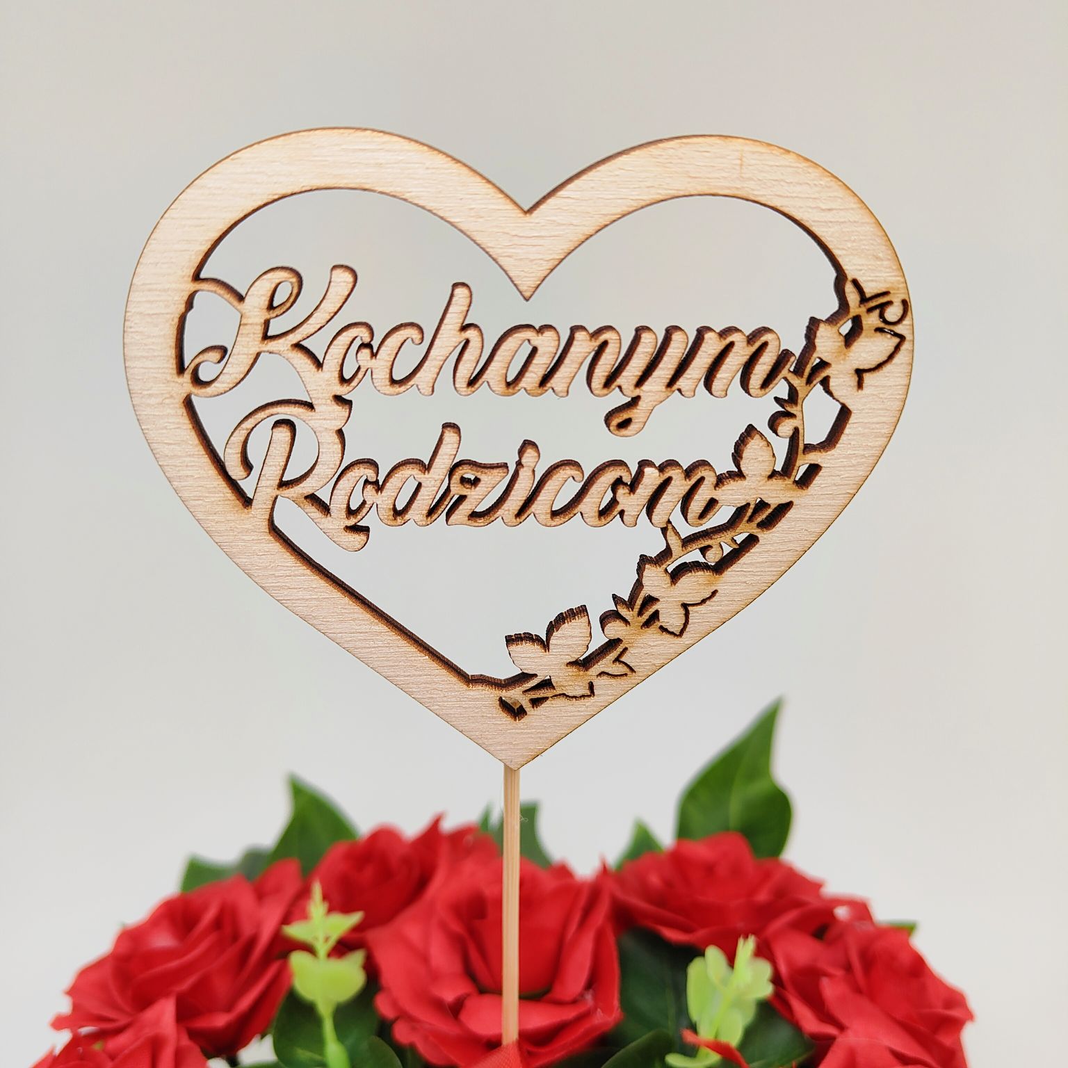 Topper pik serce "Kochanym Rodzicom"