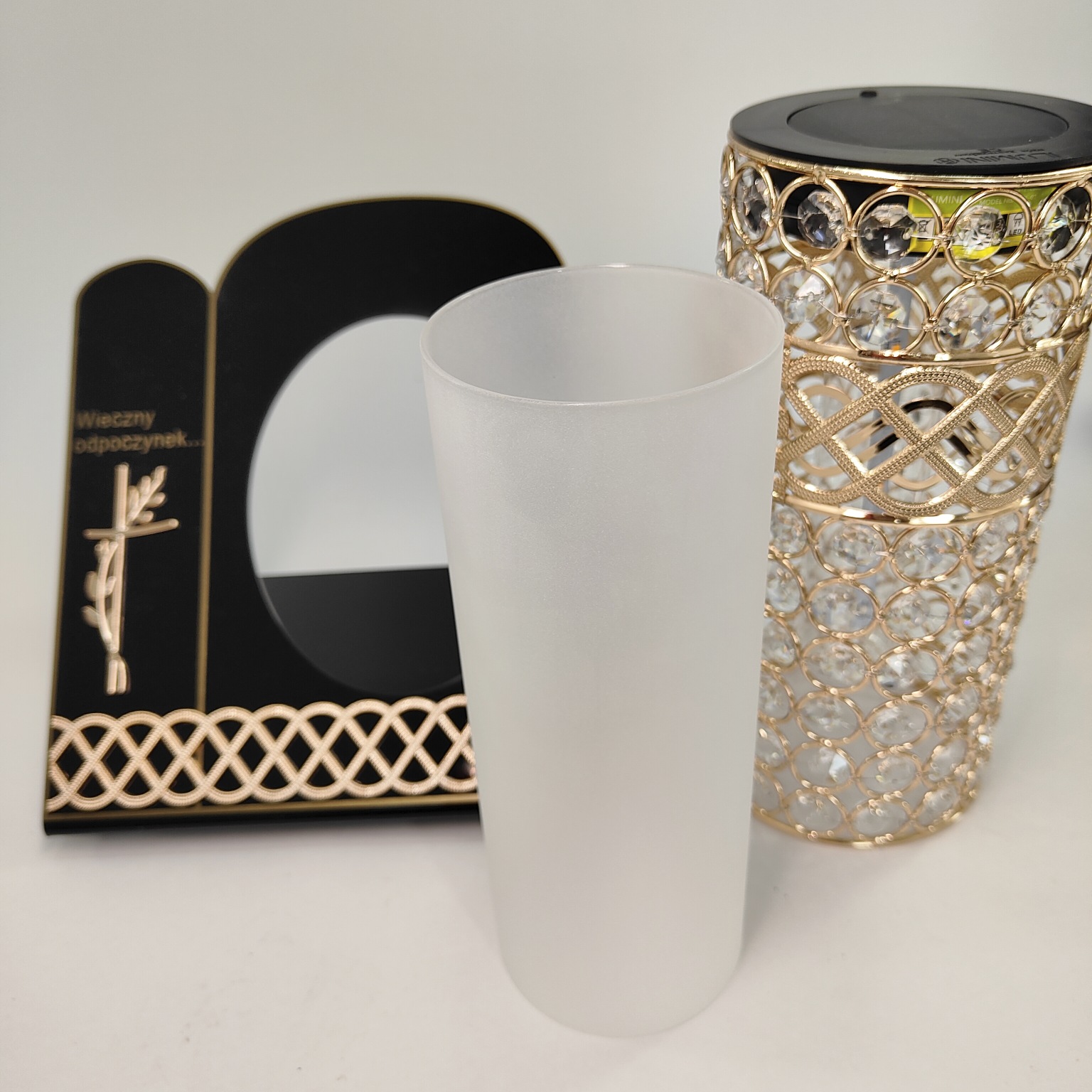 Znicz solarny witraż złoty