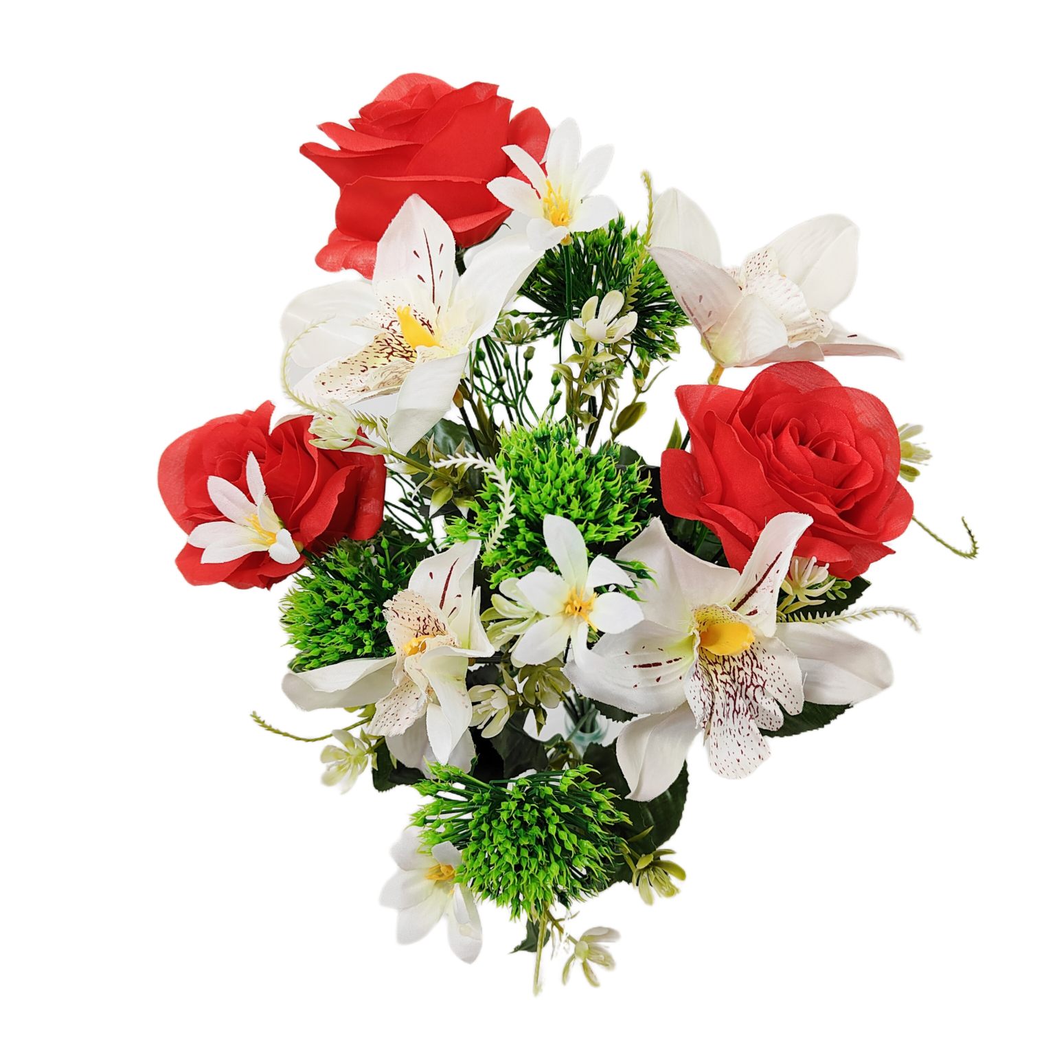 Bukiet róża/storczyk biało czerwony