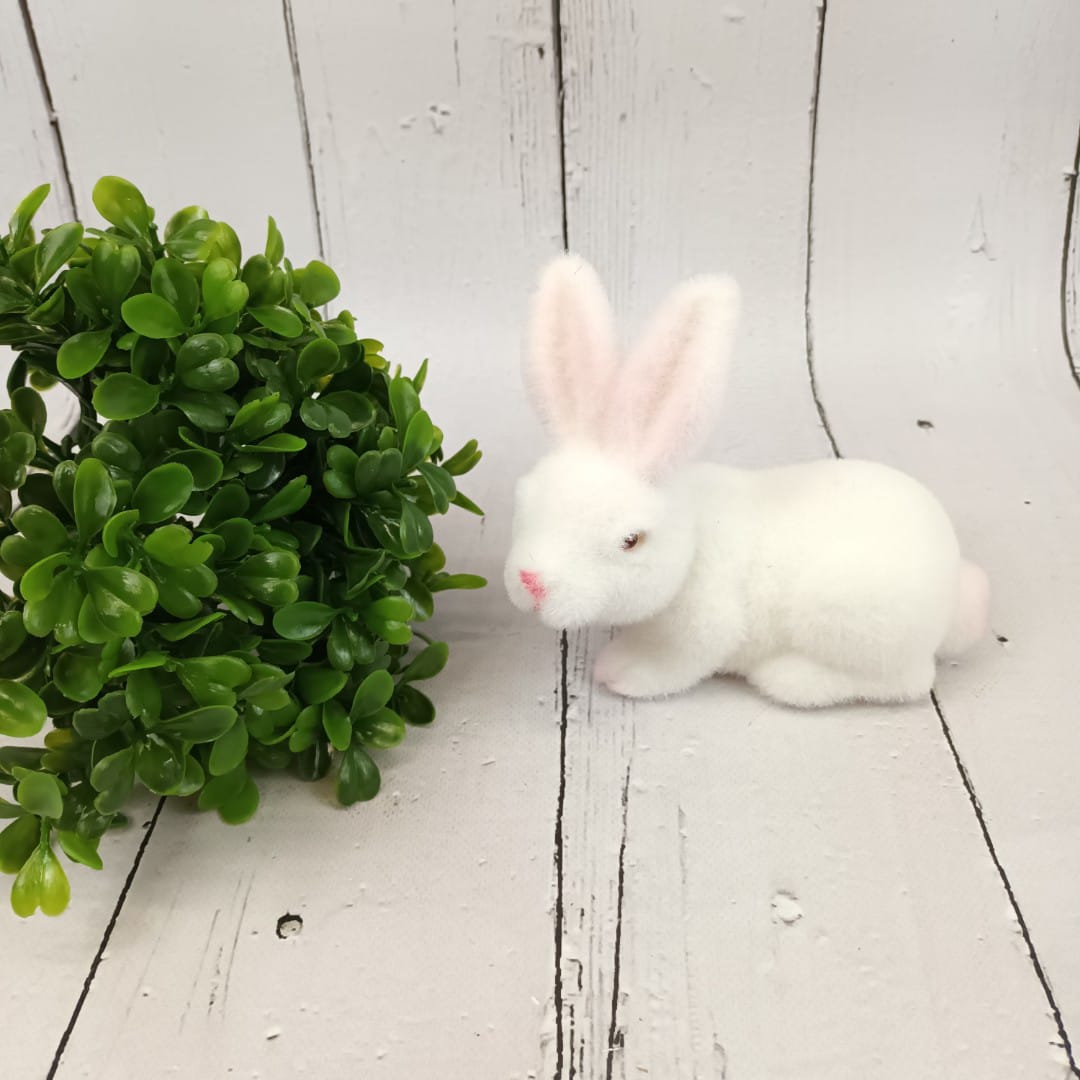 Zajączek leżący flokowany white