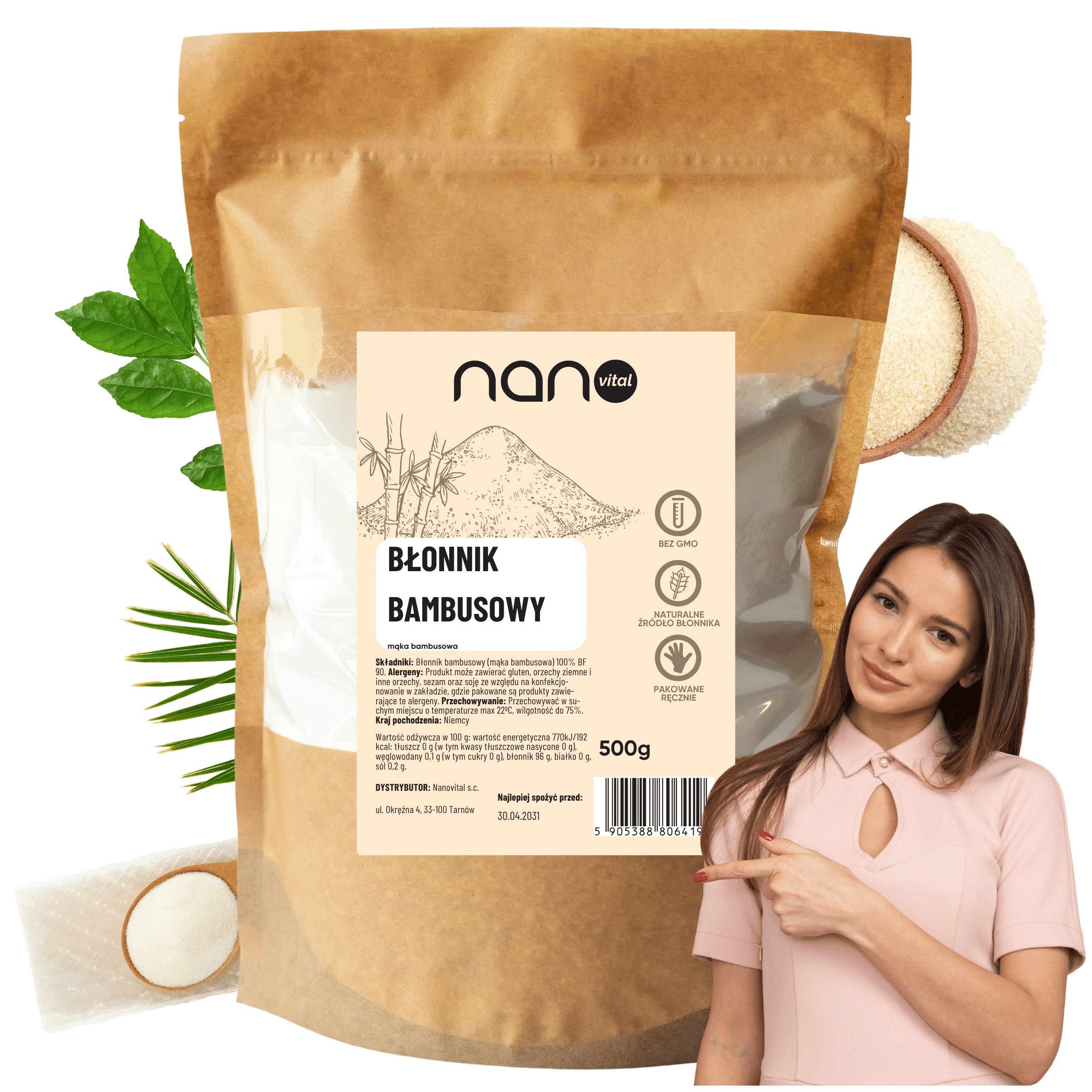 Błonnik bambusowy 500 g - naturalne źródło błonnika