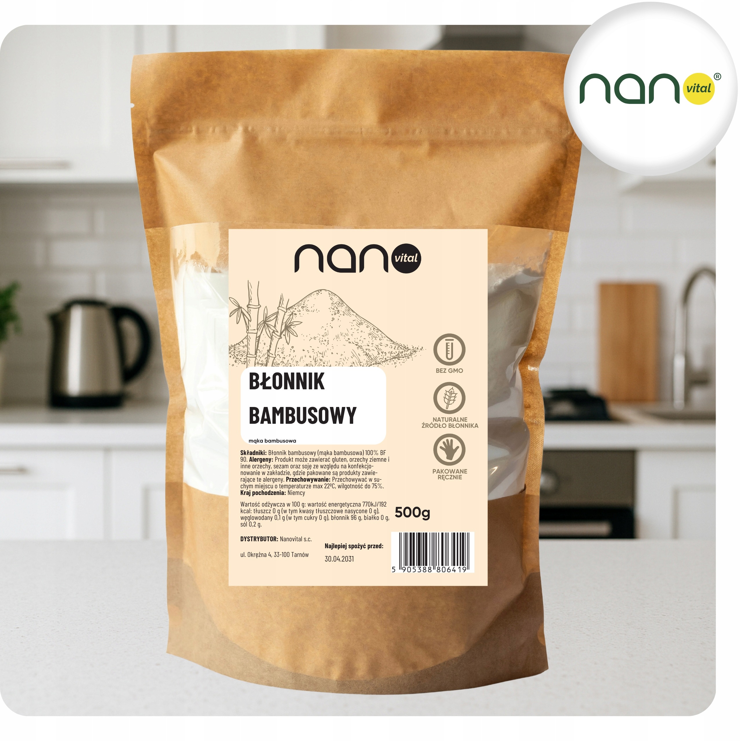 Błonnik bambusowy 500 g - specyfikacja i parametry produktu