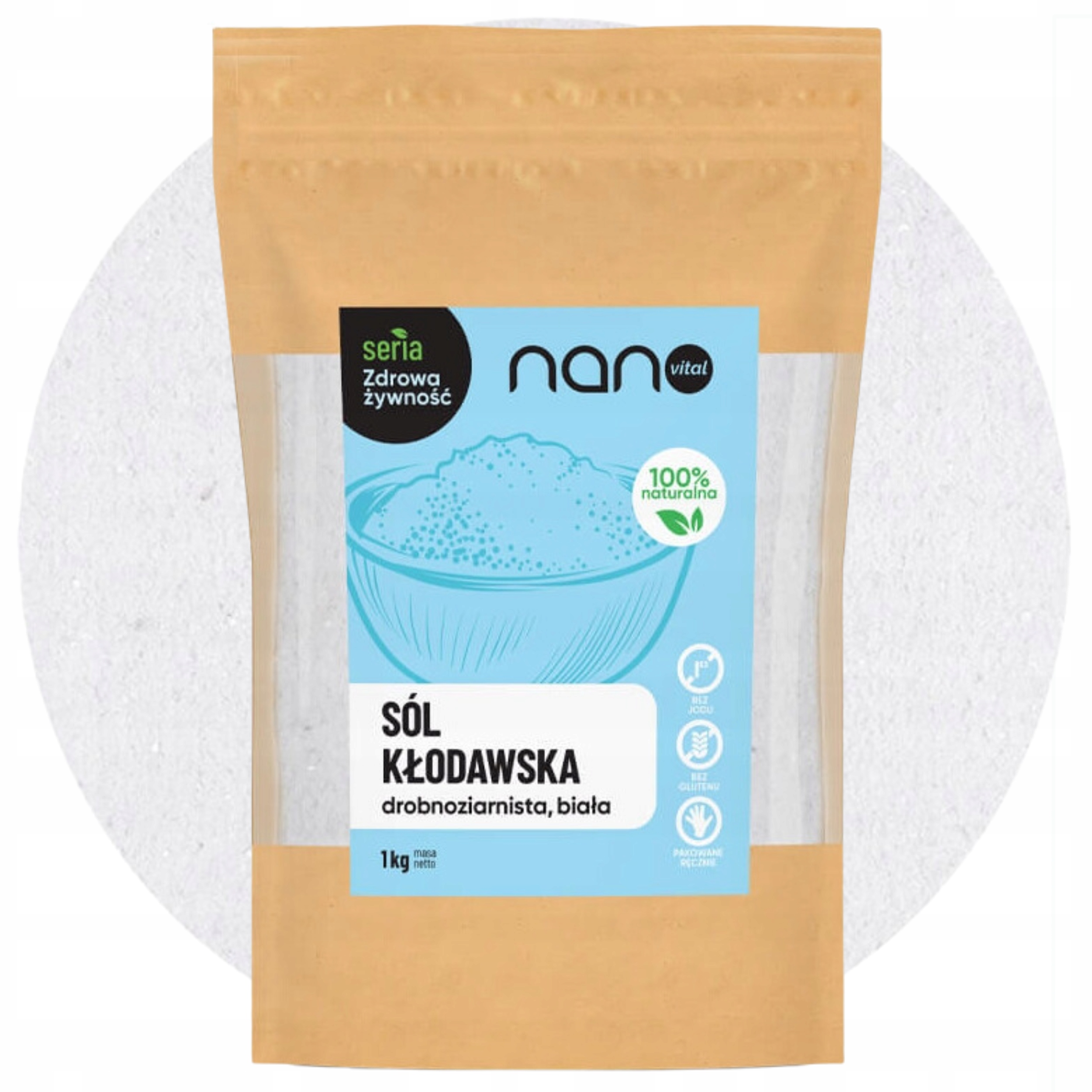 Naturalna Sól Kłodawska Kamienna Biała Drobna Niejodowana Spożywcza 1kg - opakowanie produktu