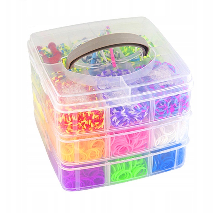 ZESTAW XL GUMEK DO ROBIENIA BRANSOLETEK GUMKI 3000 SZT. AKCESORIA ORGANIZER