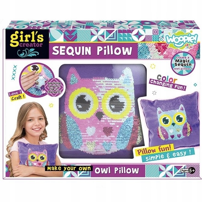 ZESTAW KREATYWNY PODUSZKA PLUSZ DO SZYCIA CEKINY