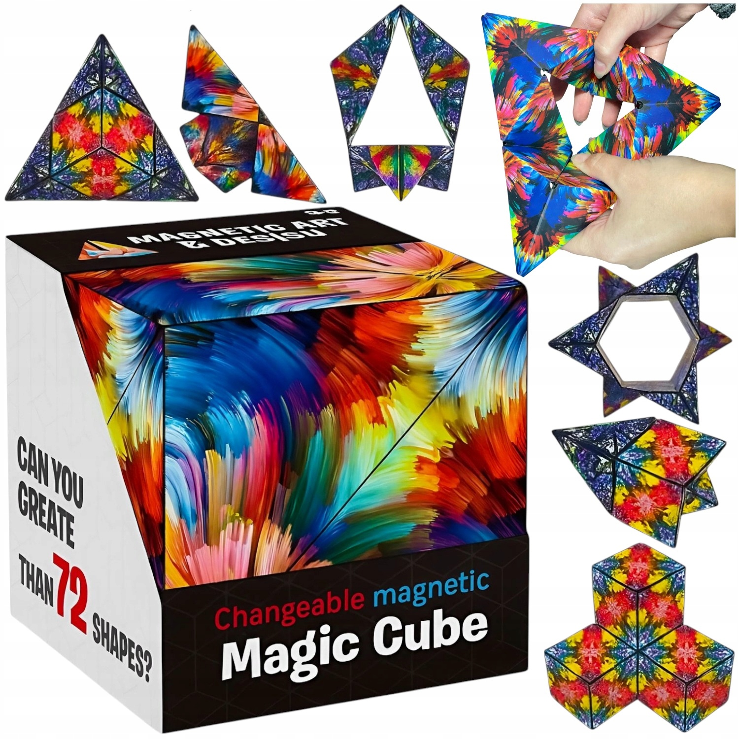 KOSTKA MAGNETYCZNA 3D FIDGET MAGIC CUBE ANTYSTRESOWA ZABAWKA 72 KSZTAŁTY