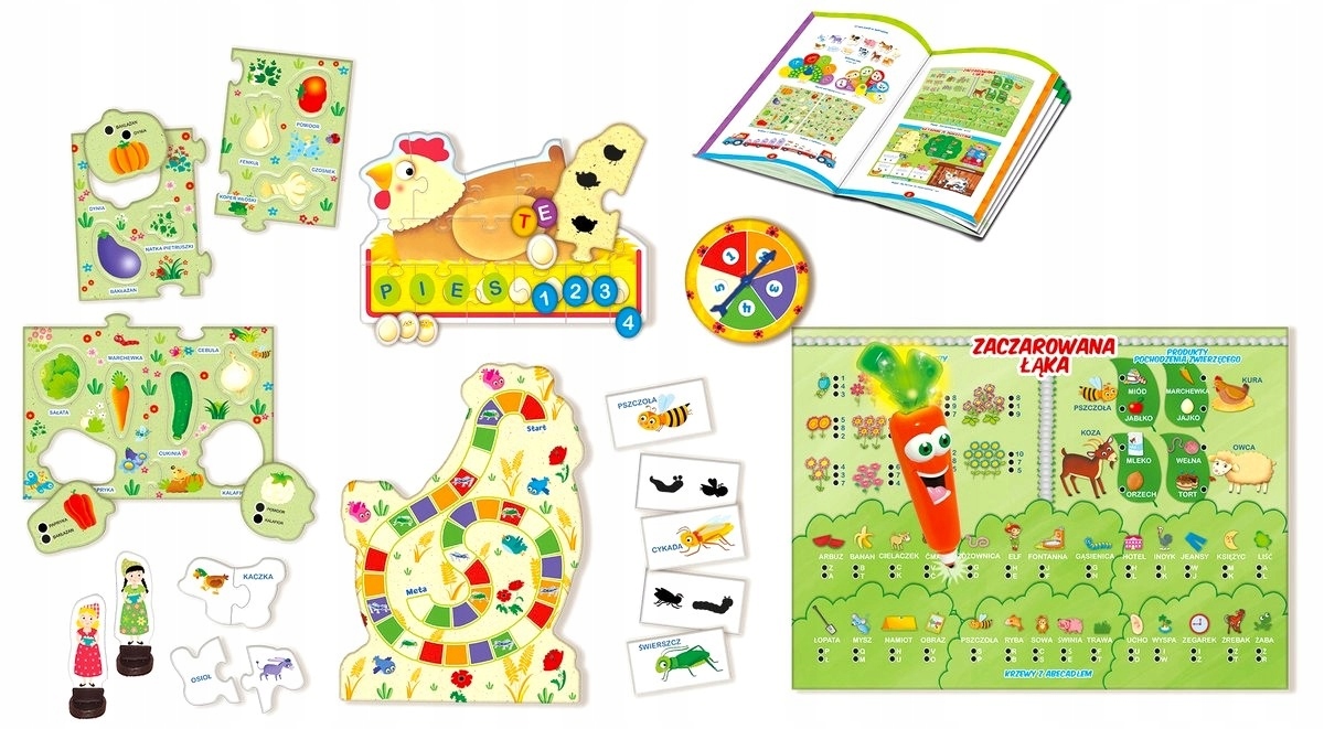 LABORATORIUM 50 GIER ZESTAW EDUKACYJNY ŚWIECĄCA MARCHEWKA KARTY MEMO PUZZLE