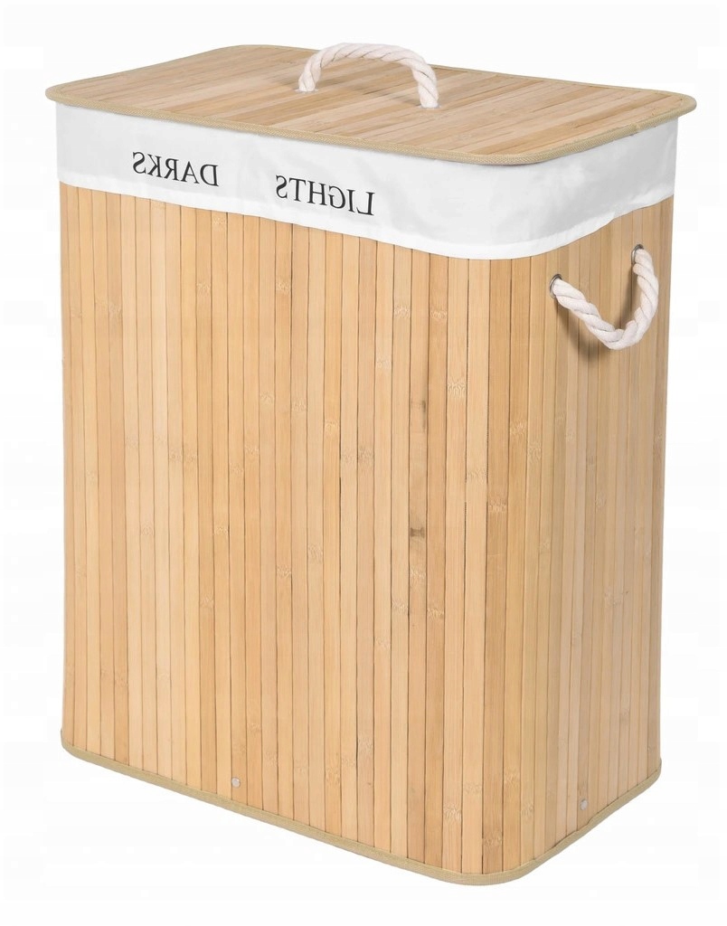 KOSZ BAMBUSOWY NA PRANIE DWUKOMOROWY POJEMNIK 100L