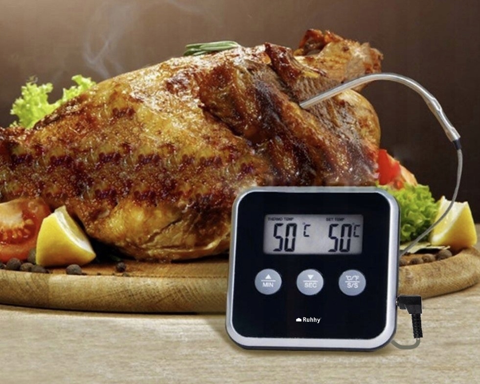 TERMOMETR KUCHENNY DO PIEKARNIKA LODÓWKI SONDA LCD