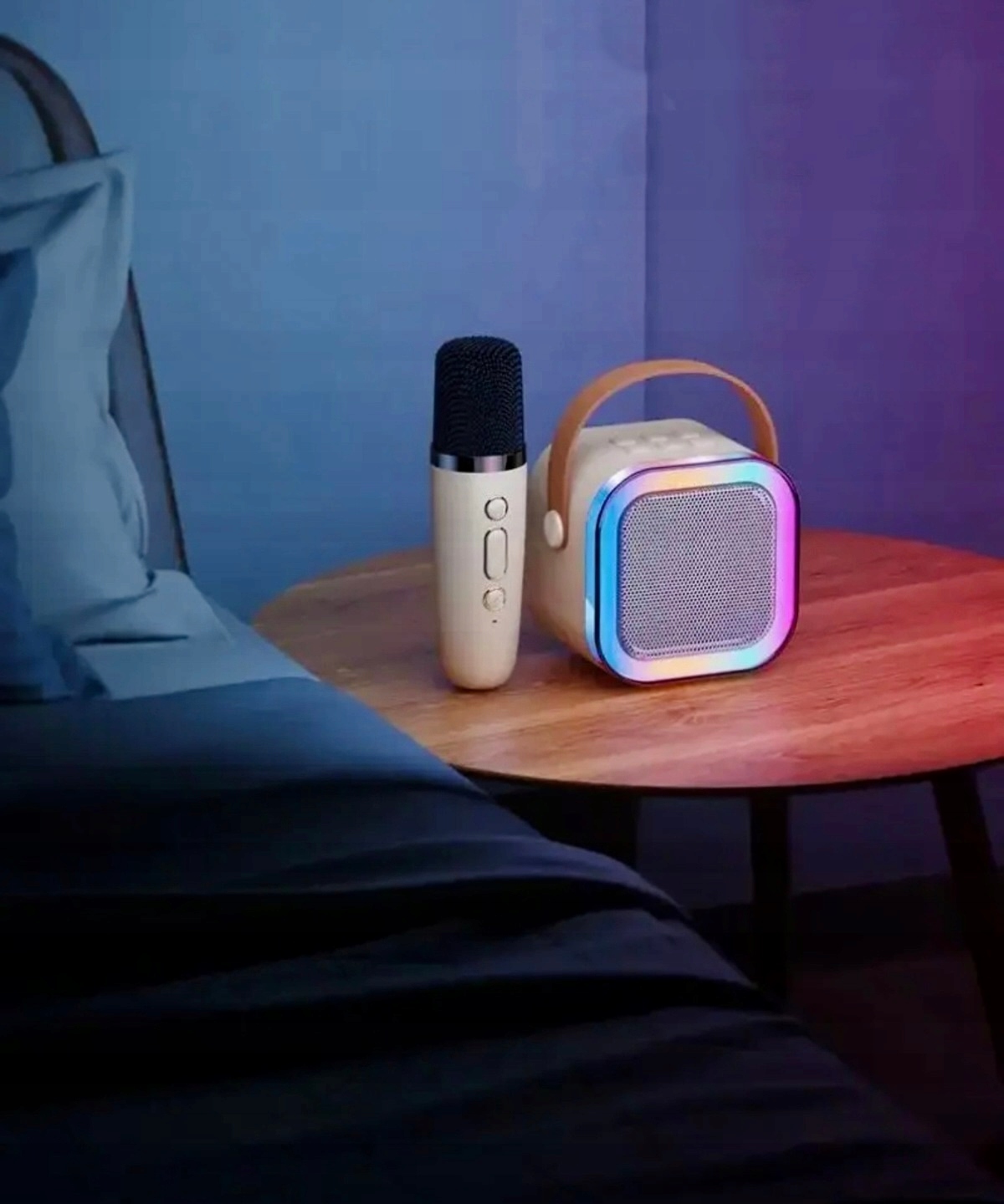 GŁOŚNIK BLUETOOTH KARAOKE RGB + MIKROFON USB SD LED 10W ZESTAW DLA DZIECI
