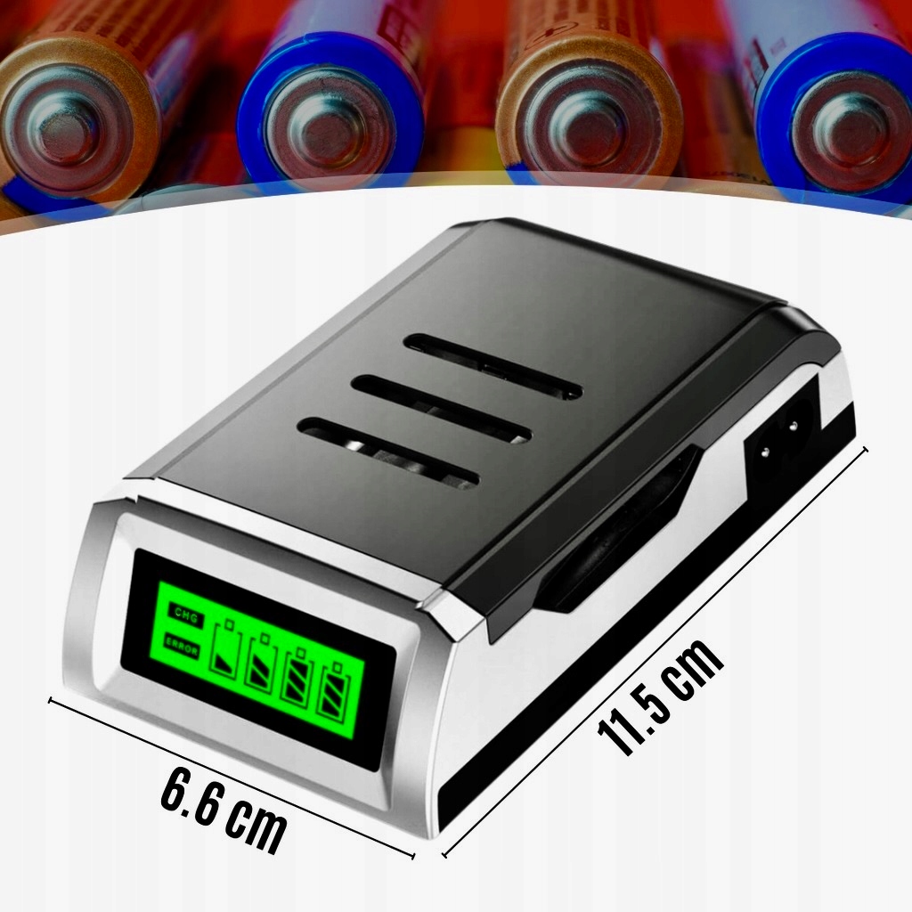 ŁADOWARKA AUTOMATYCZNA DO BATERII AKUMULATORÓW PALUSZKÓW WSKAŹNIK AAA i AA