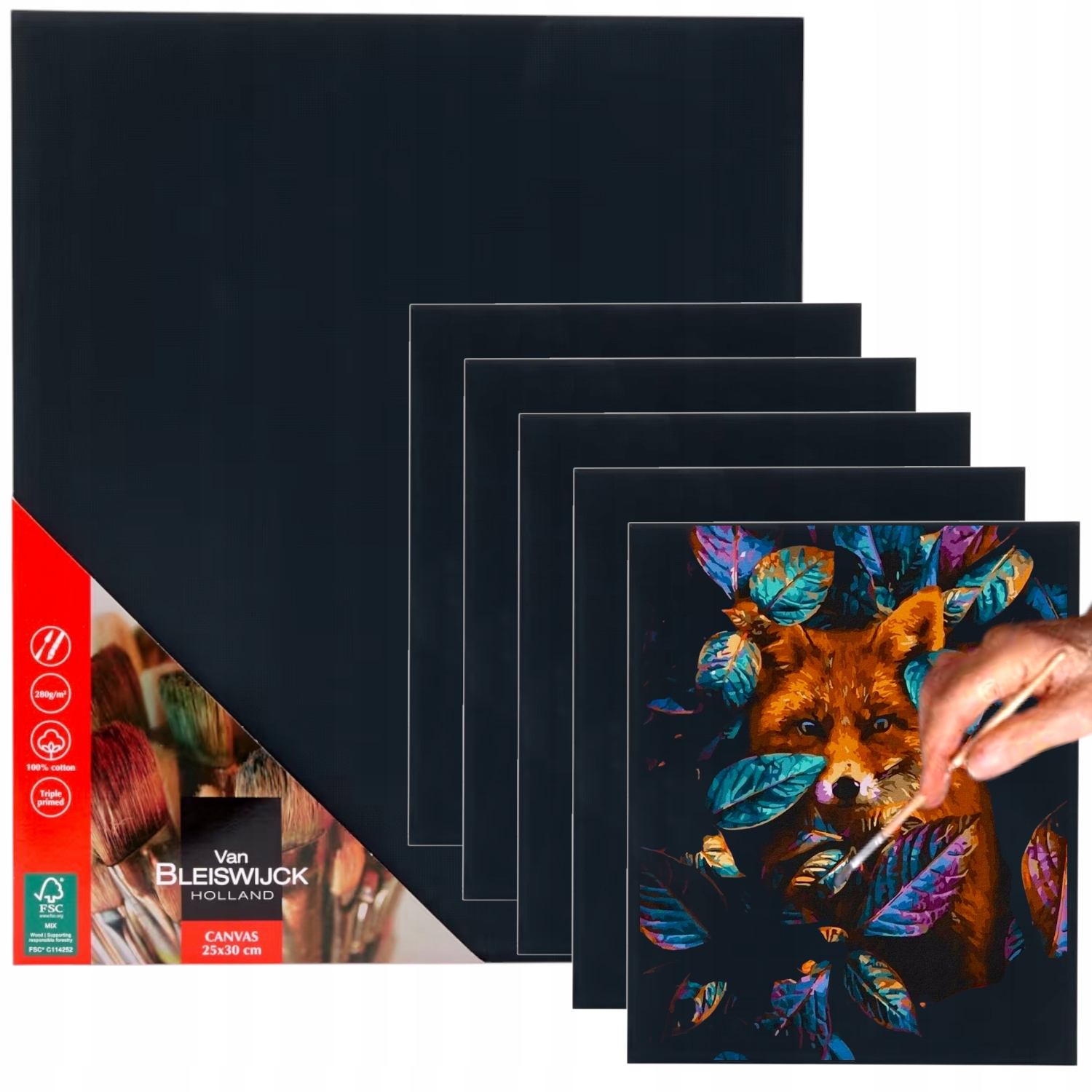 ZESTAW CZARNE PŁÓTNO MALARSKIE PODOBRAZIE 25x30 CM GRUBE BAWEŁNA GRUNTOWANE