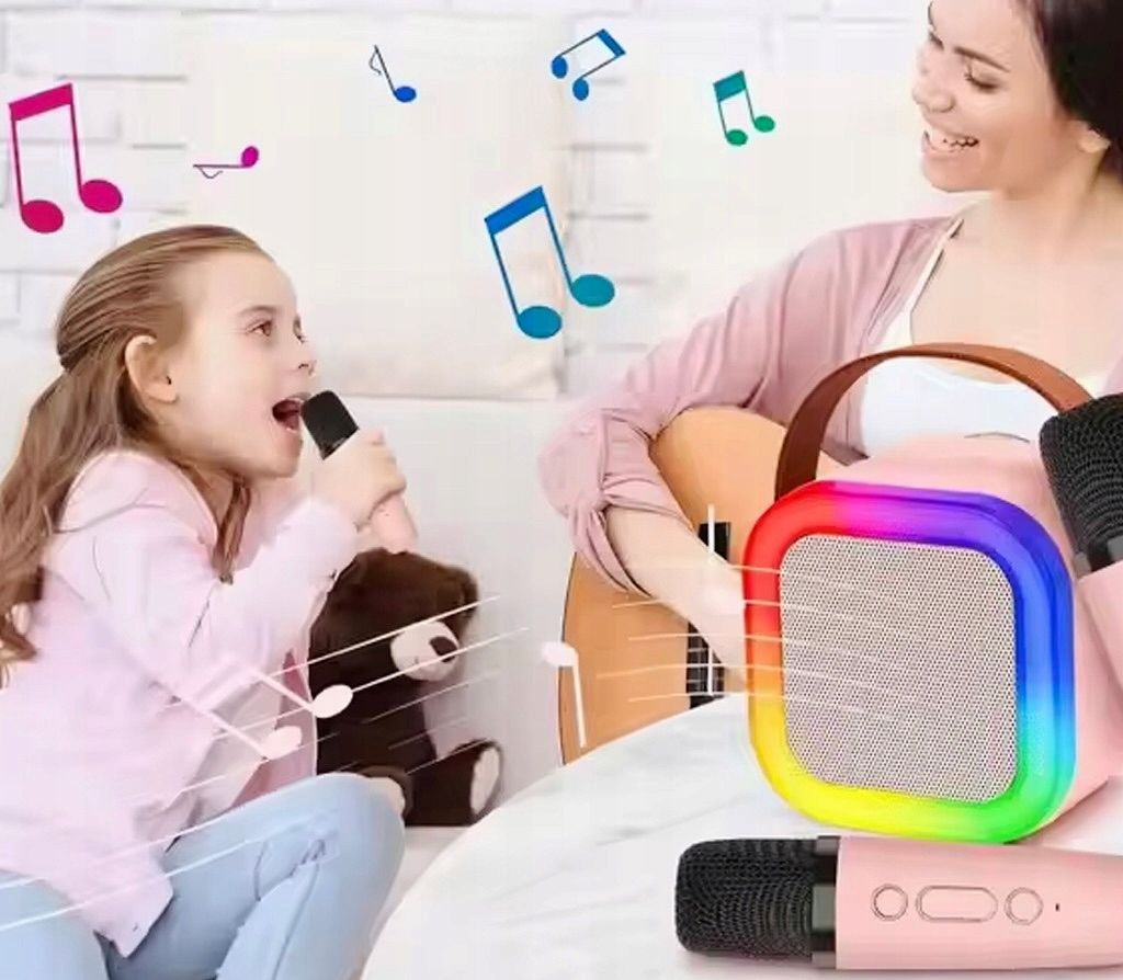 GŁOŚNIK BLUETOOTH KARAOKE RGB + MIKROFON USB SD LED 10W ZESTAW DLA DZIECI