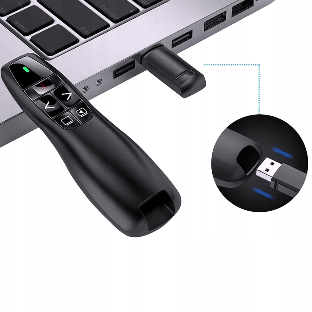 WSKAŹNIK PILOT SLAJDER DO PREZENTACJI PREZENTER LASEROWY CZARNY USB