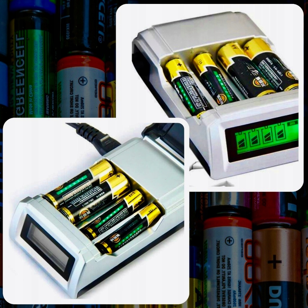 ŁADOWARKA AUTOMATYCZNA DO BATERII AKUMULATORÓW PALUSZKÓW WSKAŹNIK AAA i AA