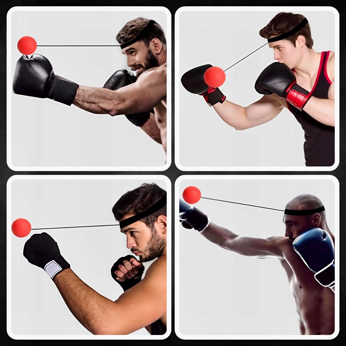 3x PIŁKA REFLEKSOWA REFLEKSÓWKA OPASKA NA GŁOWĘ ZESTAW BOKSERSKI TRENINGOWY