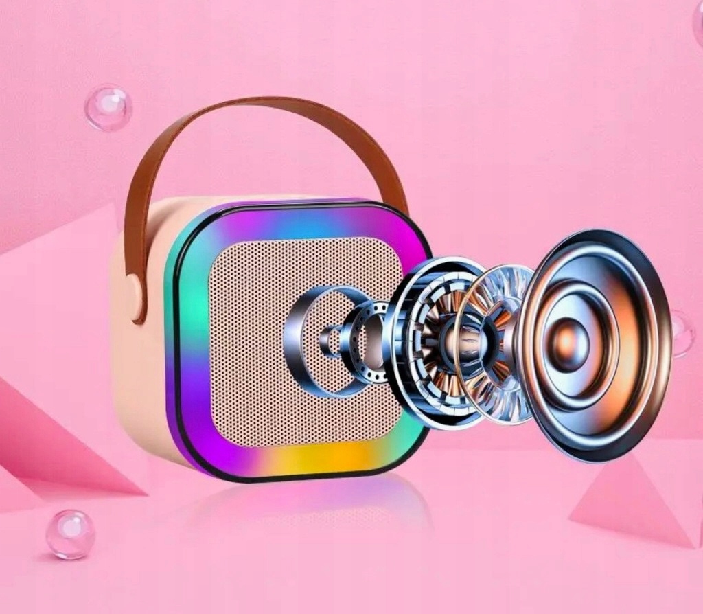 GŁOŚNIK BLUETOOTH KARAOKE RGB + MIKROFON USB SD LED 10W ZESTAW DLA DZIECI