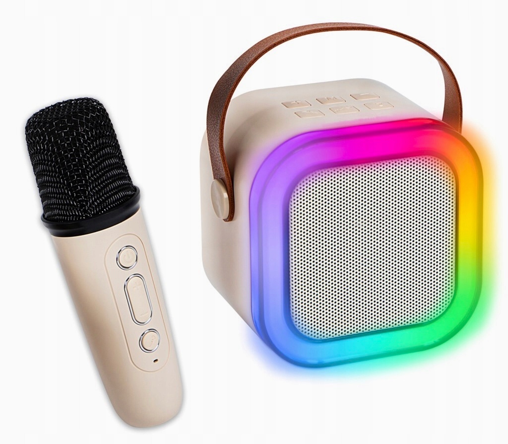 GŁOŚNIK BLUETOOTH KARAOKE RGB + MIKROFON USB SD LED 10W ZESTAW DLA DZIECI