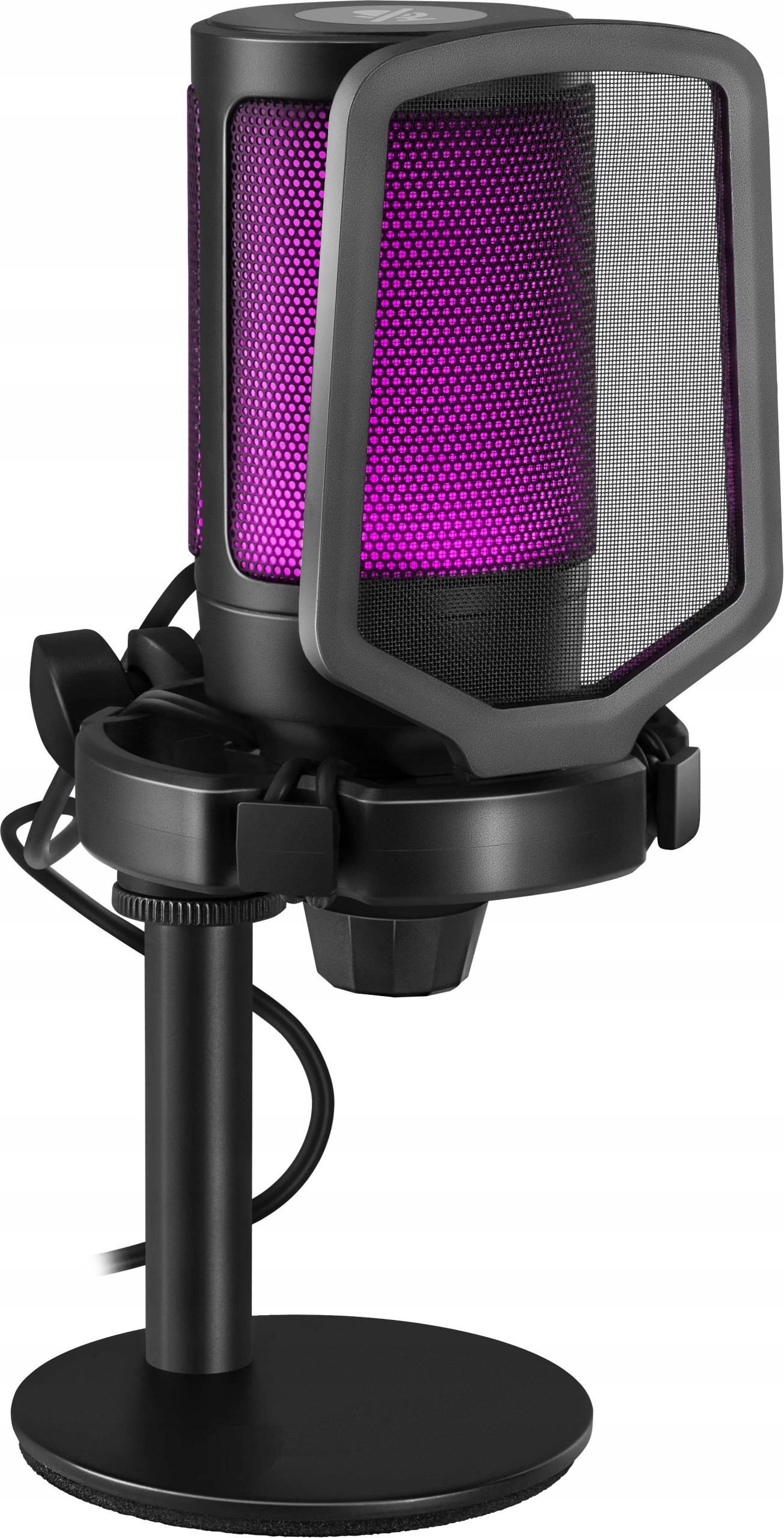 MIKROFON DO STREAMINGU ZE ŚWIATŁEM LED GAMINGOWY OBRACANY DO KOMPUTERA