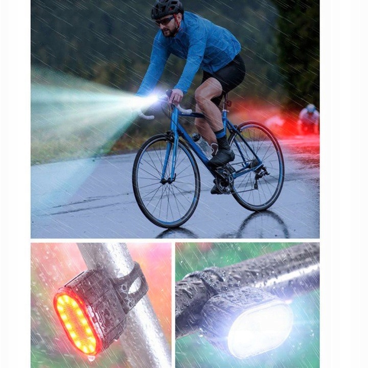 LAMPKA ROWEROWA NA KIEROWNICĘ ŚWIATŁO PRZÓD TYŁ