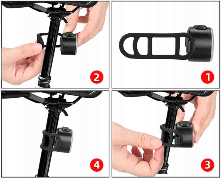 LAMPKA ROWEROWA NA KIEROWNICĘ ŚWIATŁO PRZÓD TYŁ