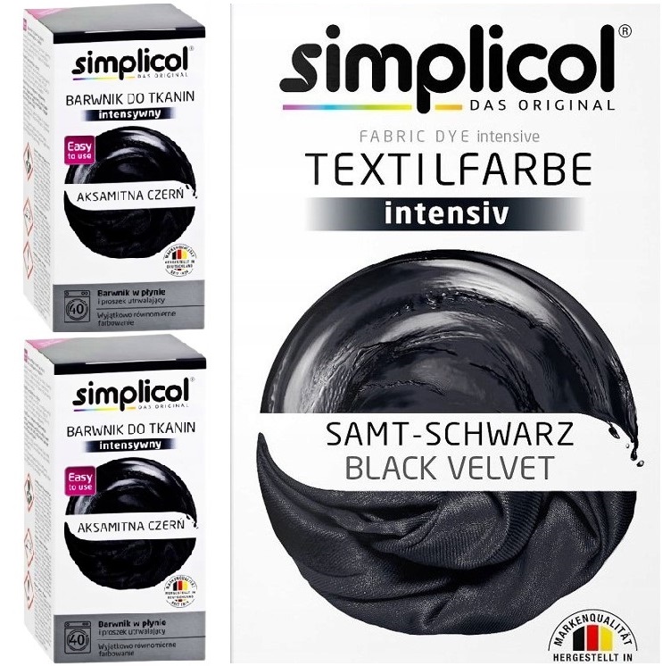 FARBA DO UBRAŃ TKANIN SIMPLICOL BARWNIK CZARNY x2