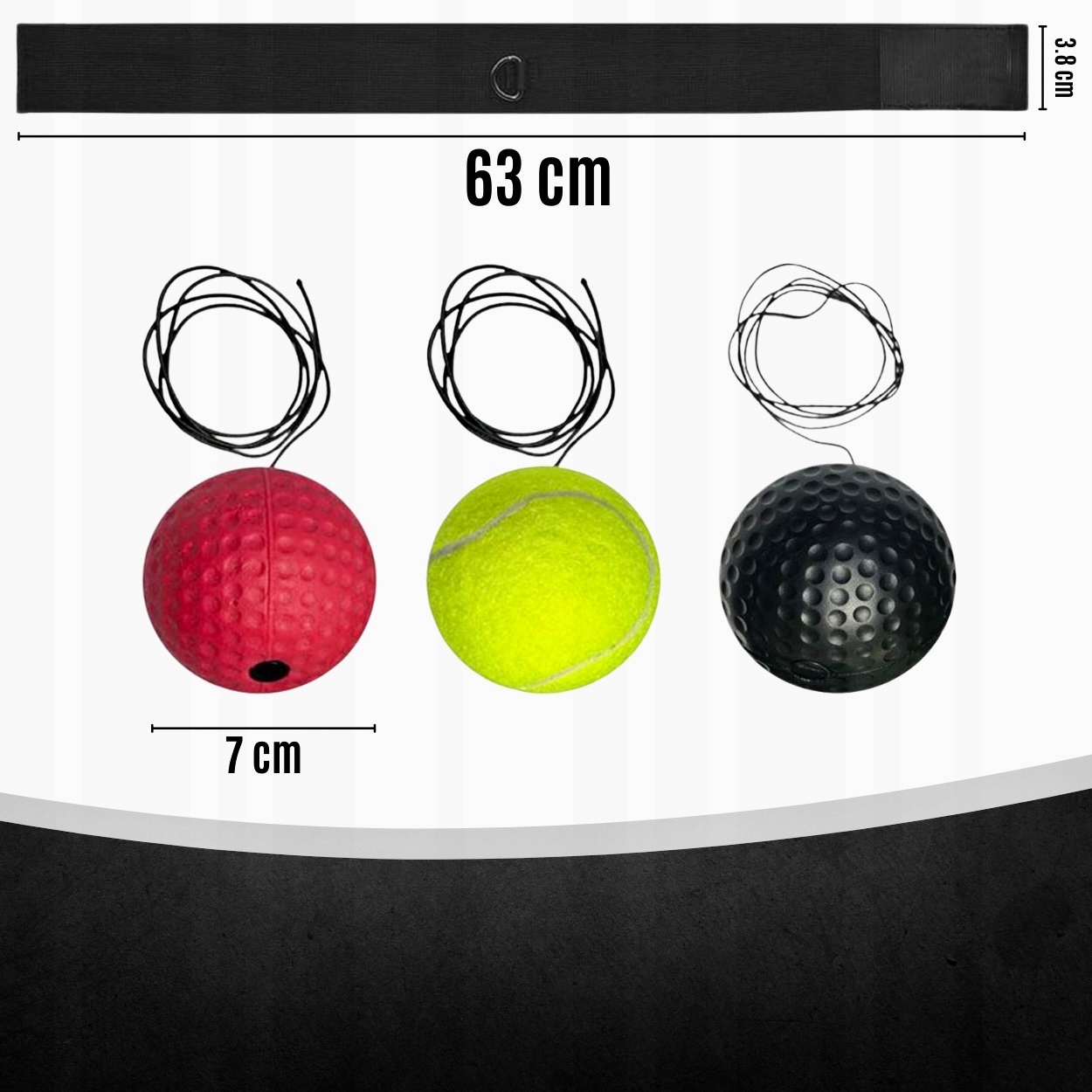 3x PIŁKA REFLEKSOWA REFLEKSÓWKA OPASKA NA GŁOWĘ ZESTAW BOKSERSKI TRENINGOWY