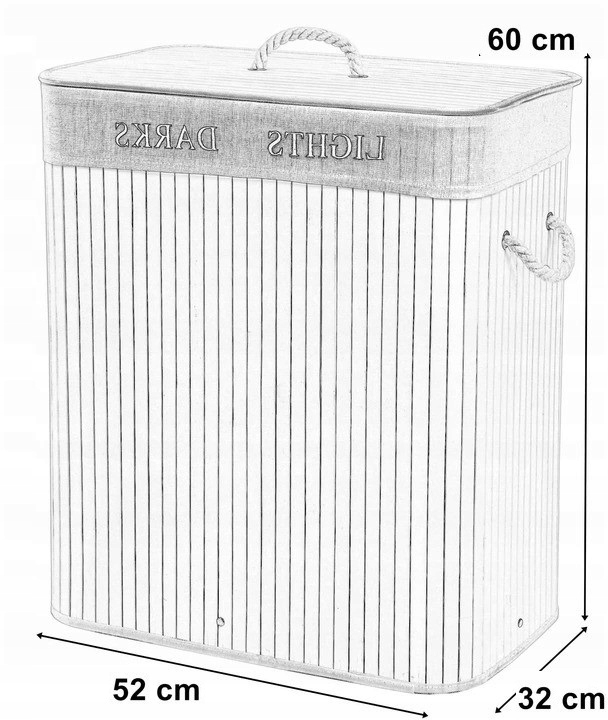 KOSZ BAMBUSOWY NA PRANIE DWUKOMOROWY POJEMNIK 100L