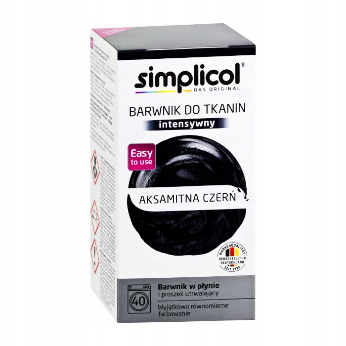 FARBA DO UBRAŃ TKANIN SIMPLICOL BARWNIK CZARNY x2