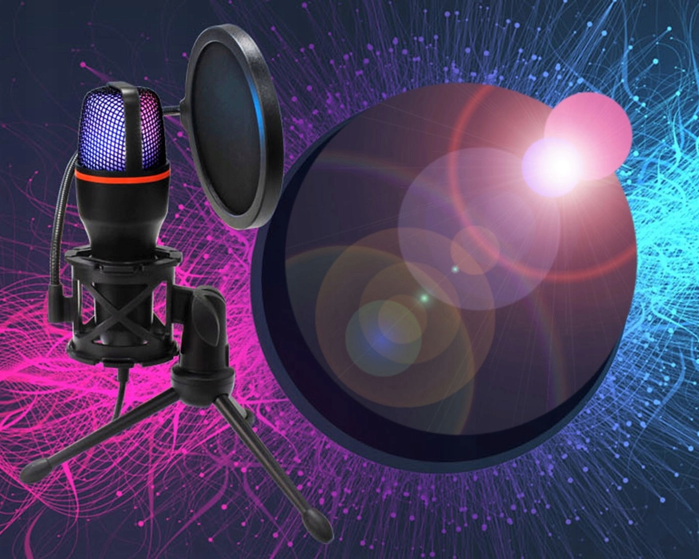 MIKROFON DO KOMPUTERA PC POJEMNOŚCIOWY USB LED RGB