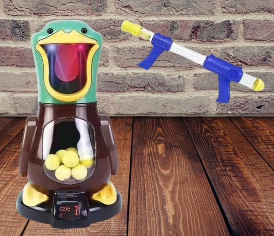 STRZELANIE DO CELU GŁODNA KACZKA PISTOLET + KULKI