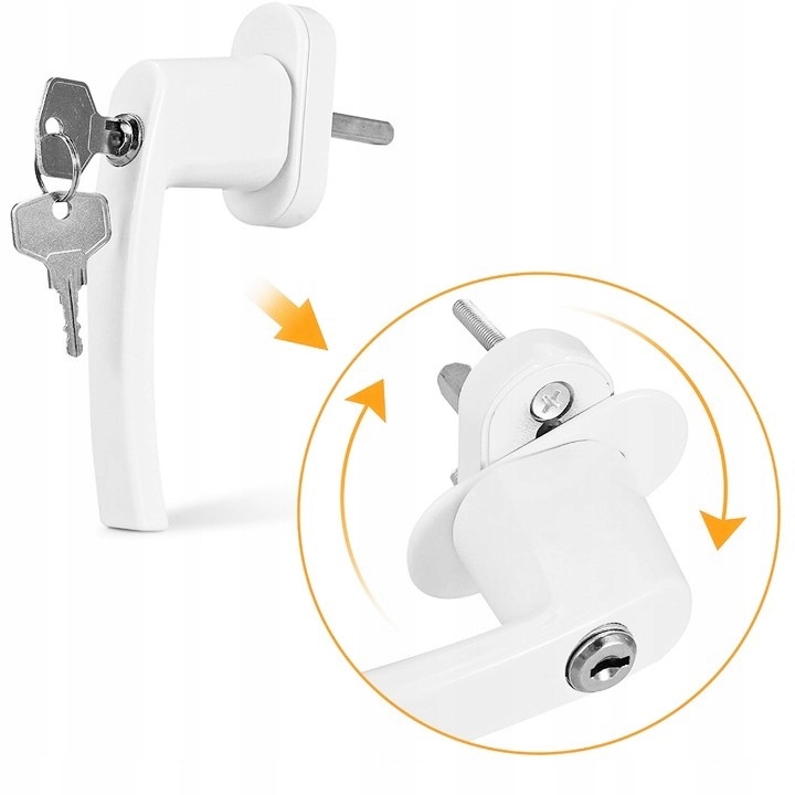 4x KLAMKA DO OKNA Z KLUCZYKIEM ZAMKIEM OKIENNA