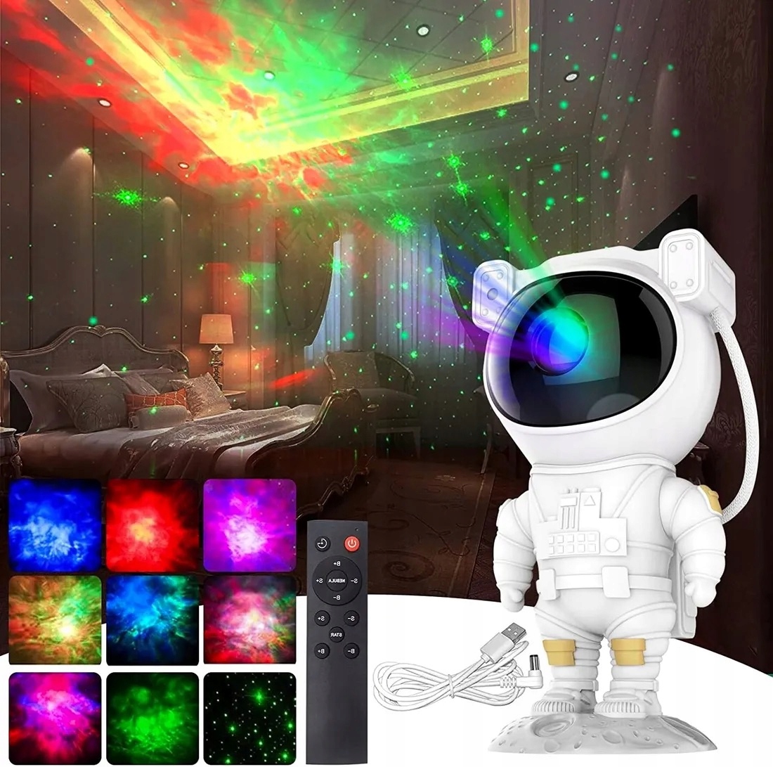 PROJEKTOR GWIAZD NIEBA LED LAMPKA NOCNA RZUTNIK DZIECI LASEROWY ASTRONAUTA