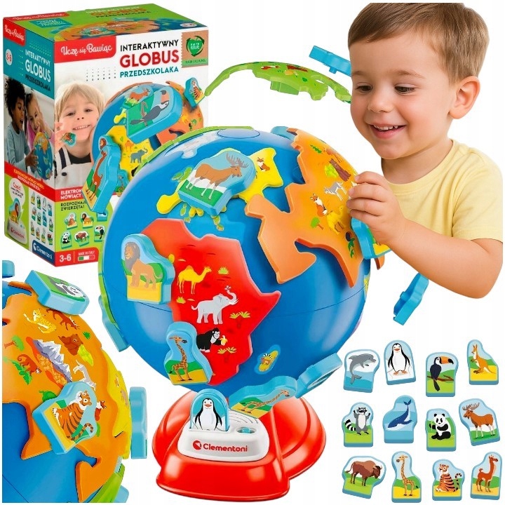 INTERAKTYWNY GLOBUS PRZEDSZKOLAKA MÓWIĄCY OBROTOWY DO ZŁOŻENIA ZOOLOGICZNY
