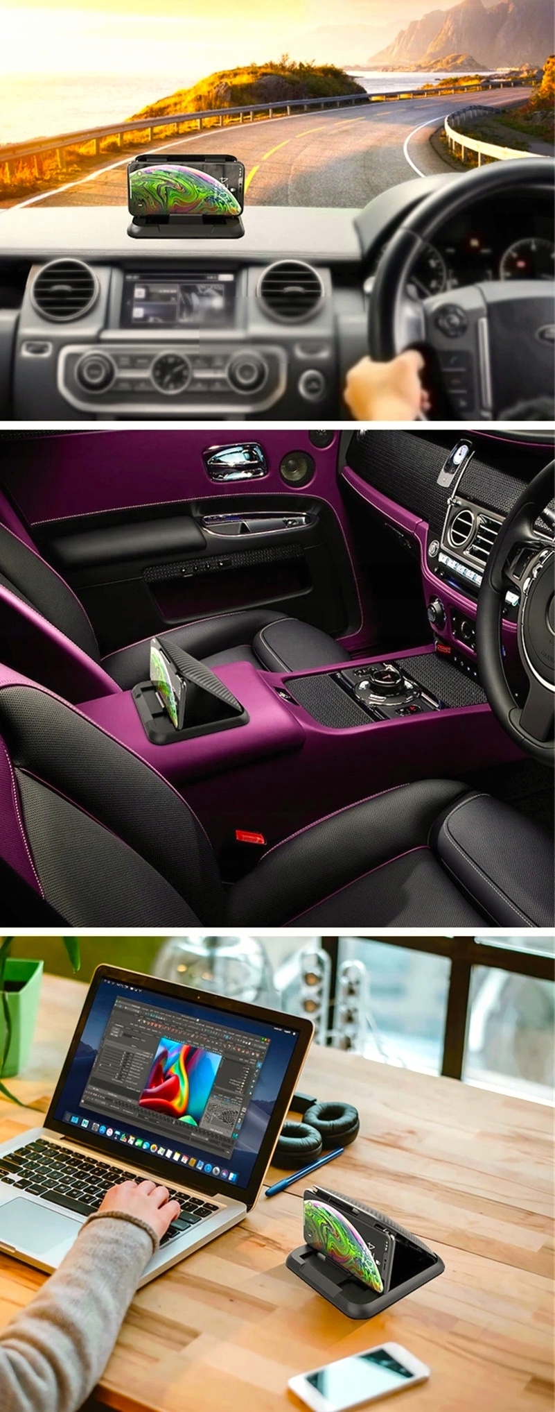 UCHWYT SAMOCHODOWY NA TELEFON SMARTFON MOCOWANIE NA KOKPIT DO AUTA