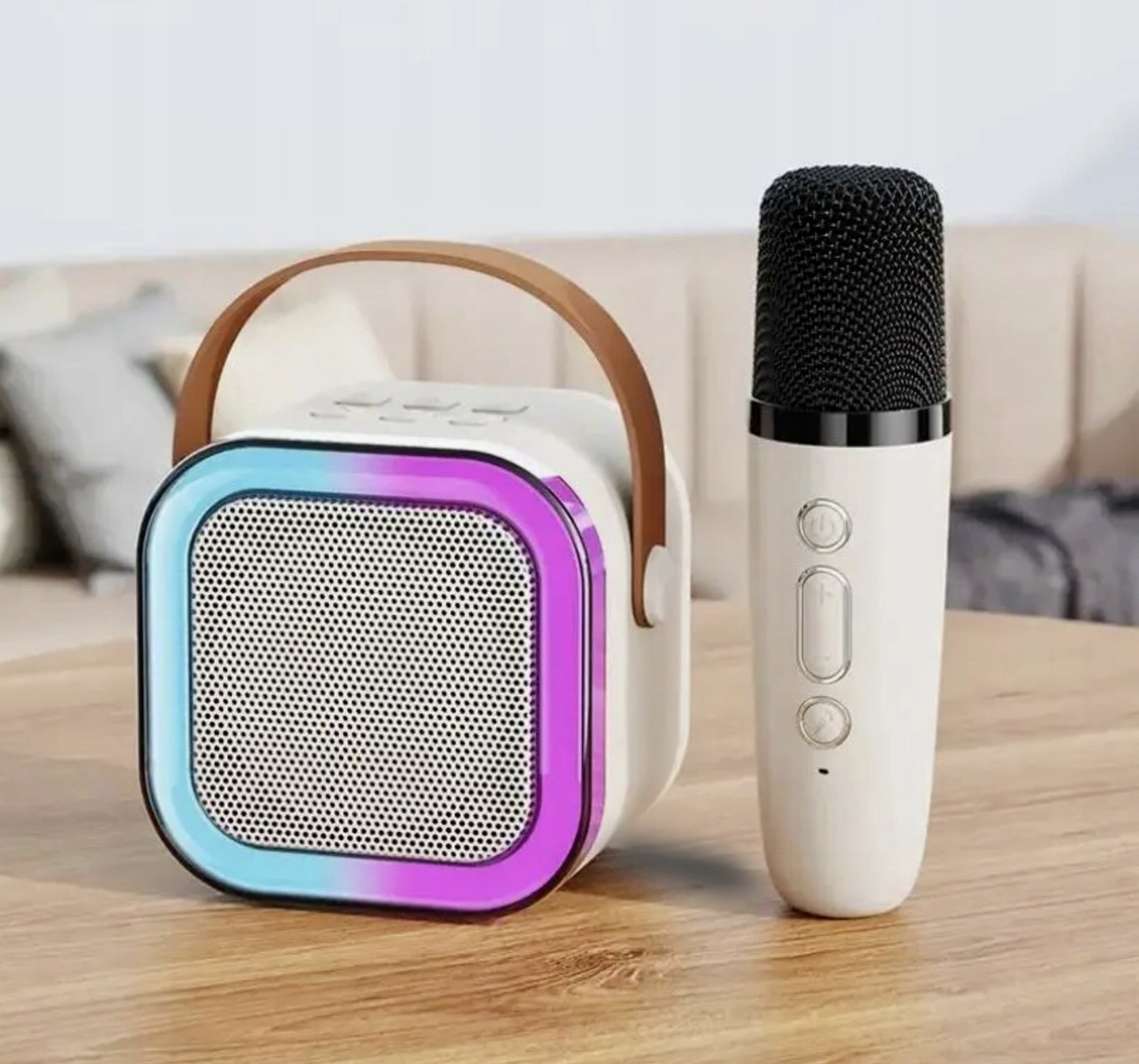 GŁOŚNIK BLUETOOTH KARAOKE RGB + MIKROFON USB SD LED 10W ZESTAW DLA DZIECI