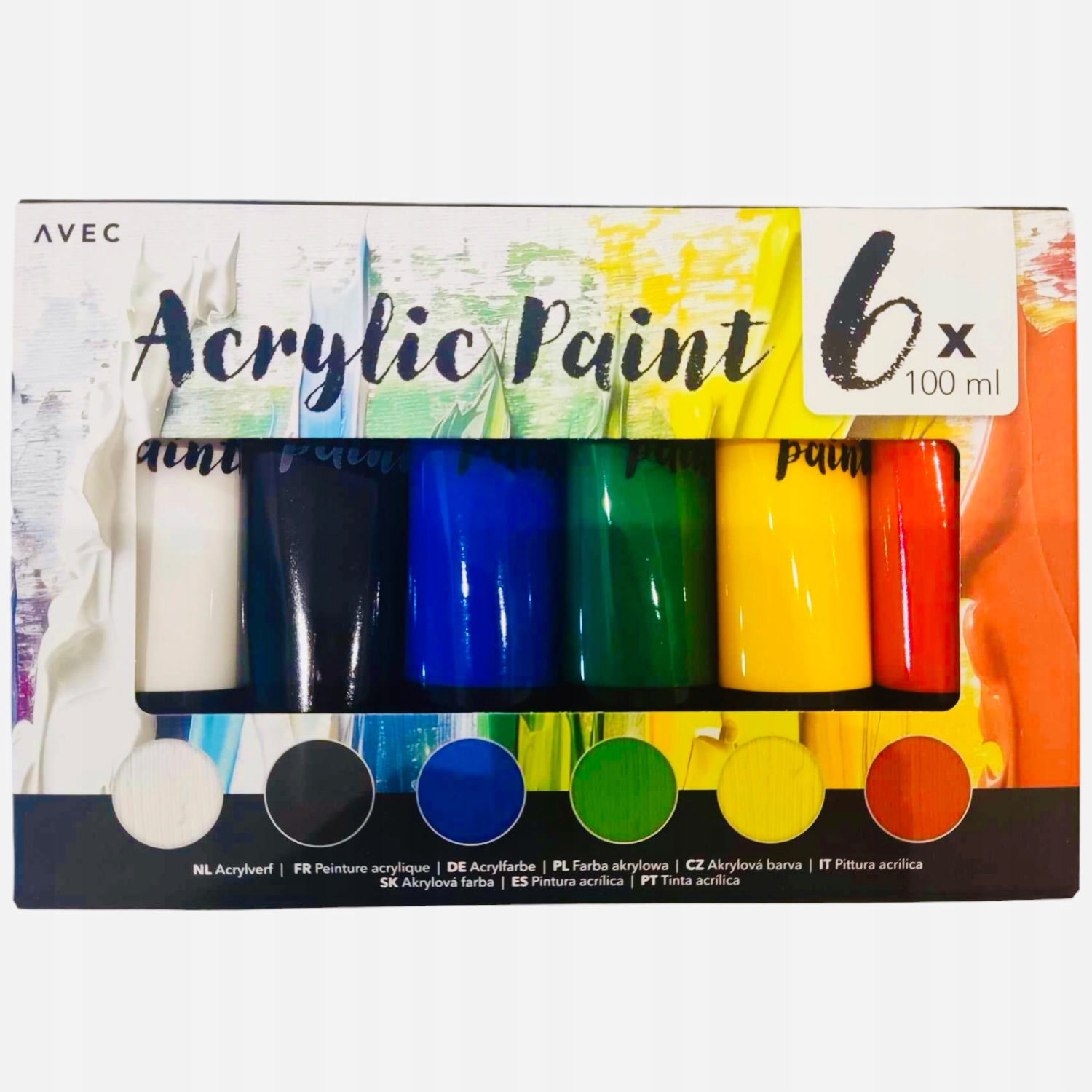 FARBY AKRYLOWE 600 ml ZESTAW FARB AKRYLOWYCH PODSTAWOWE KOLORY KRYCIE