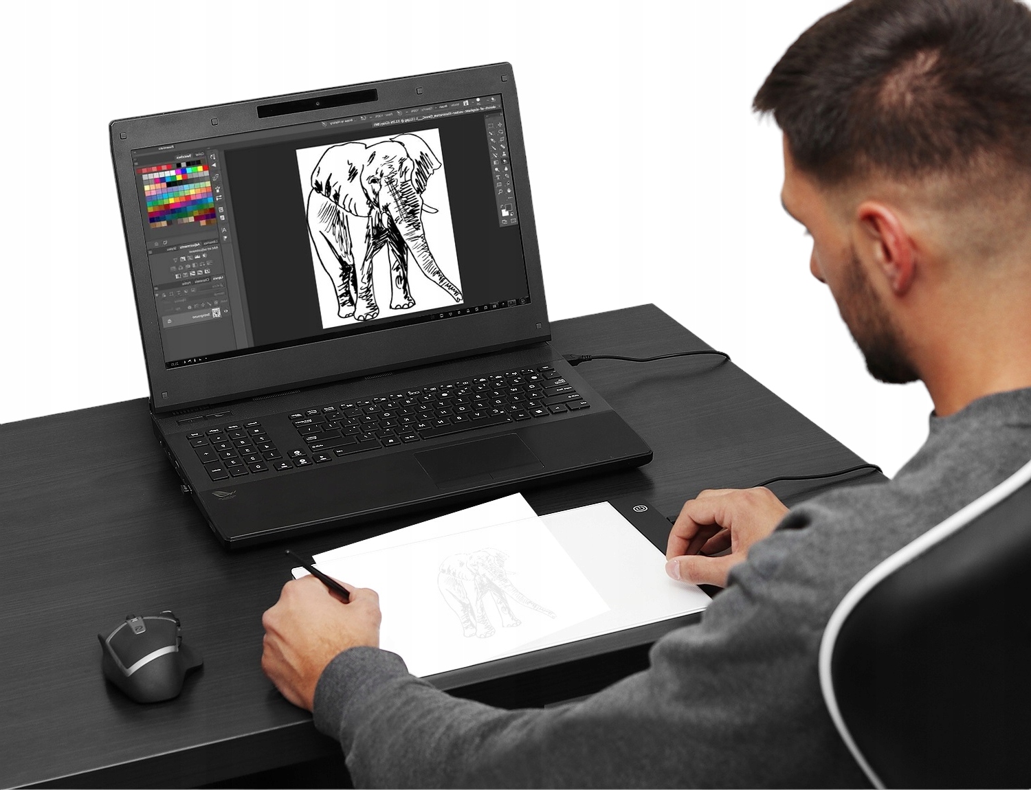 TABLICA DO RYSOWANIA DESKA KREŚLARSKA KALKA A4 LED