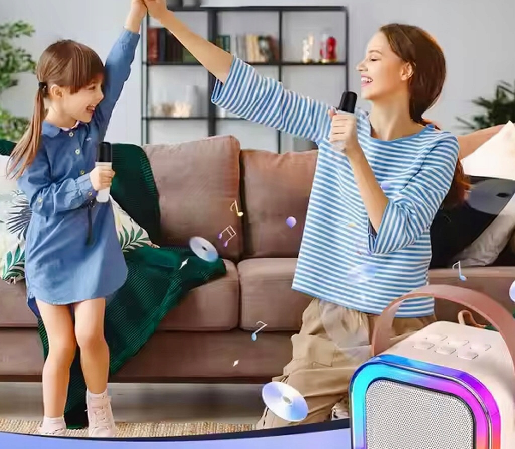 GŁOŚNIK BLUETOOTH KARAOKE RGB + MIKROFON USB SD LED 10W ZESTAW DLA DZIECI