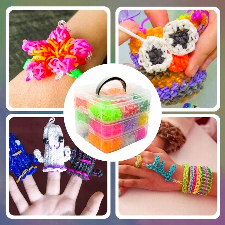 ZESTAW XL GUMEK DO ROBIENIA BRANSOLETEK GUMKI 3000 SZT. AKCESORIA ORGANIZER