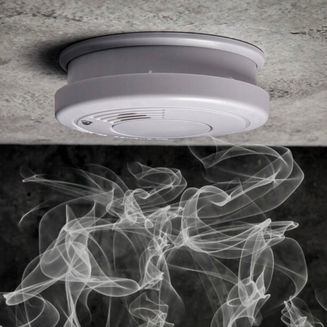 CZUJNIK DYMU SMARTWARES 85dB ALARM OPTYCZNY BATERIA TEST MONTAŻ SUFITOWY