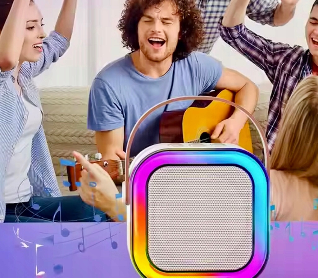 GŁOŚNIK BLUETOOTH KARAOKE RGB + MIKROFON USB SD LED 10W ZESTAW DLA DZIECI