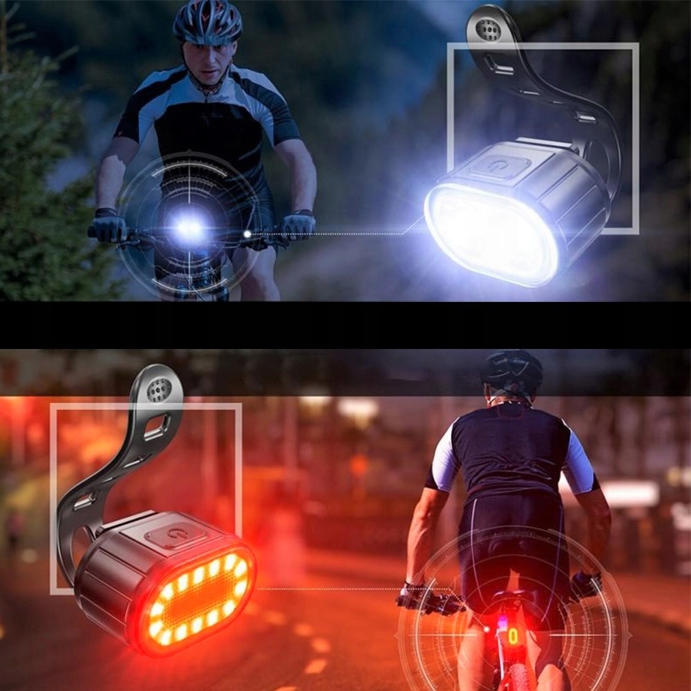 LAMPKA ROWEROWA NA KIEROWNICĘ ŚWIATŁO PRZÓD TYŁ