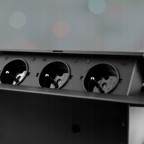 POTRÓJNE GNIAZDO WPUSZCZANE W BLAT NABLATOWE BLACK