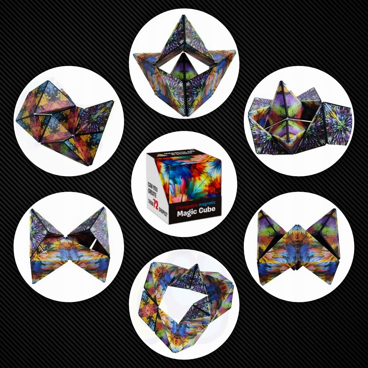 KOSTKA MAGNETYCZNA 3D FIDGET MAGIC CUBE ANTYSTRESOWA ZABAWKA 72 KSZTAŁTY
