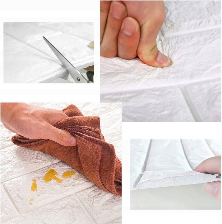 PANELE ŚCIENNE DO KUCHNI CEGŁA SAMOPRZYLEPNA ZESTAW 10 SZTUK ŁATWY MONTAŻ