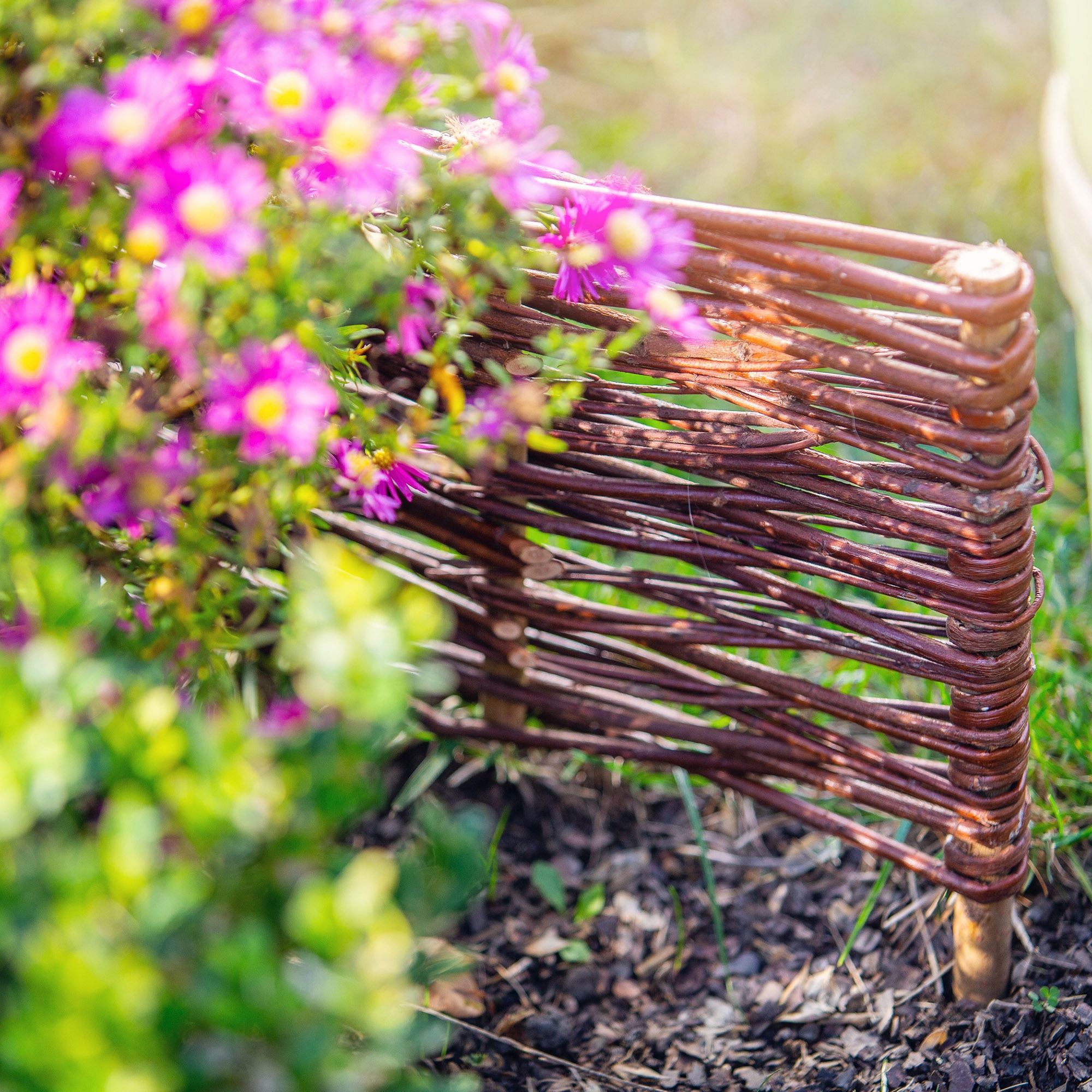 Recinzione Per Aiuole In Vimini Naturale - Set Da 5 Pezzi - 60x20 Cm - Flessibile E Modellabile - Per Giardino E Orto - 3