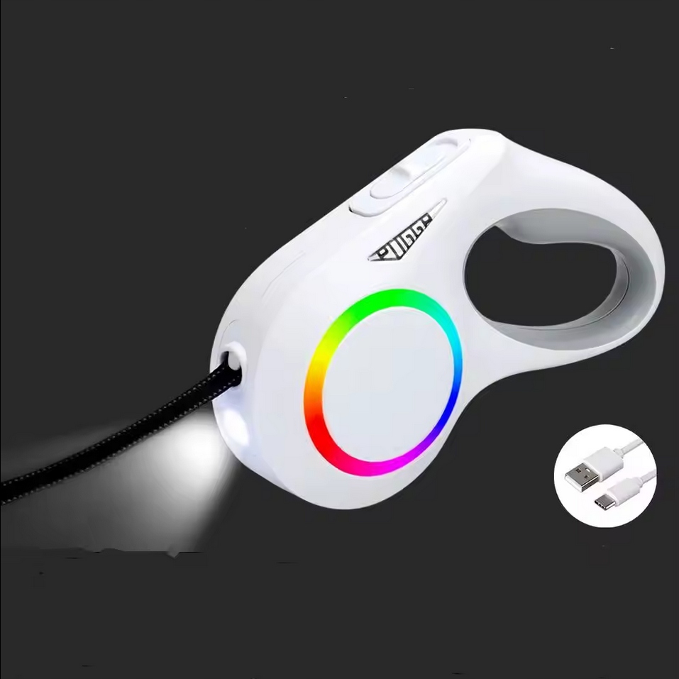 Hundeleine mit LED-Licht, starkes 5 m Kabel, automatisch ausziehbar