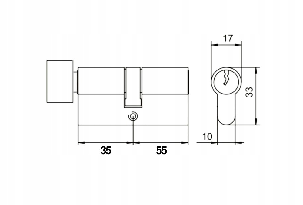 Wkładka z GAŁKĄ do drzwi do zamka M&D 35/55
